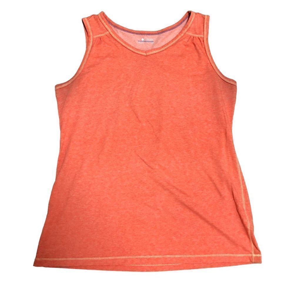 columbia - Cotton Blend Orange V-Neck Outdoor Sleeveless Tank Top - Size Large